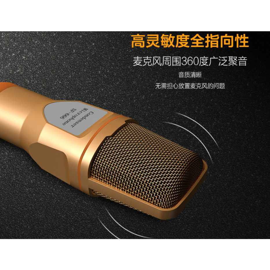 Micro thu âm đa hướng kèm chân đế giao diện 3.5/USB cho máy tính, điện thoại, máy tính bảng