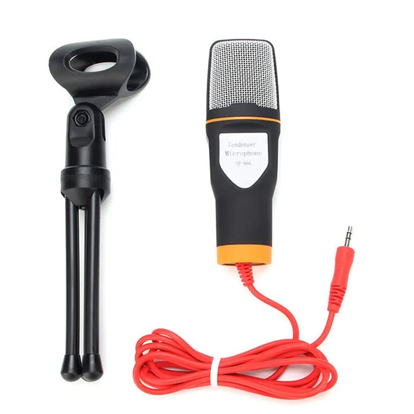 Micro thu âm đa hướng kèm chân đế giao diện 3.5/USB cho máy tính, điện thoại, máy tính bảng