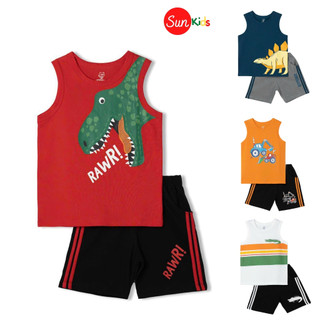 Đồ bộ bé trai, bộ ba lỗ cho bé chất thun cotton, nhiều màu, size 1-7 tuổi - SUNKIDS