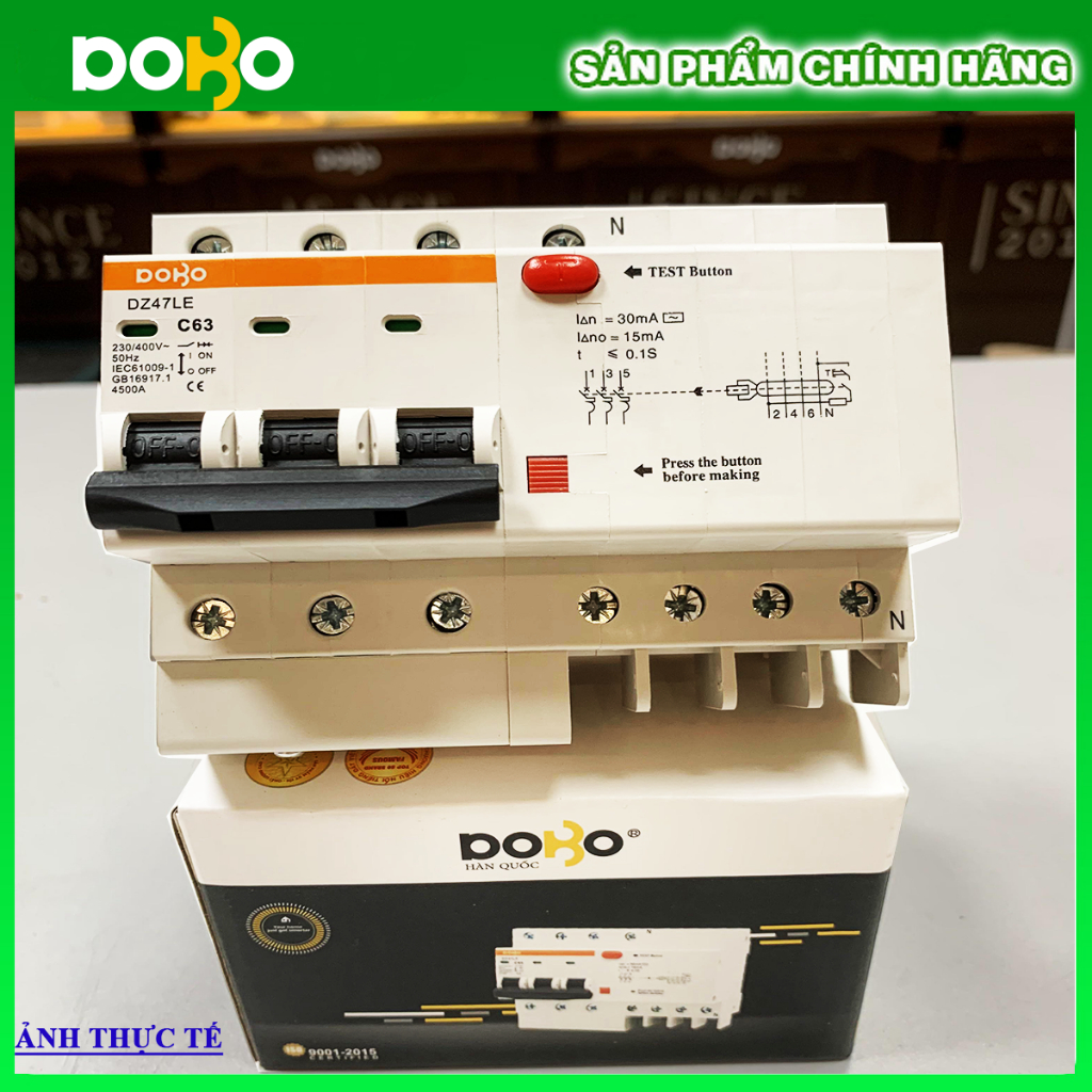 Cầu Dao Chống Giật  RCBO 3 Pha  380V RCBO DOBO KOREA siêu nhạy - 4.5kA 30mA