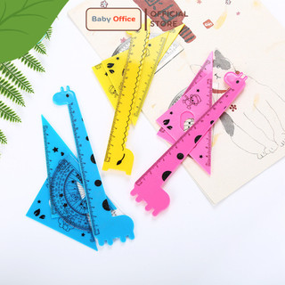 Bộ thước kẻ eke học sinh cute, set 4 thước kẻ eke hình thú đồ cho bé đáng yêu
