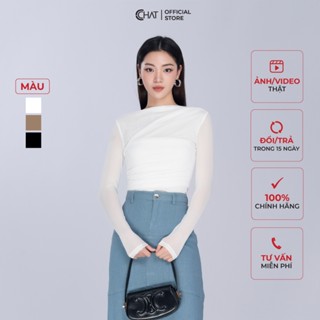 Áo Thun CCHAT Lưới Xếp Vai Dáng Ôm Chất Vải Cao Cấp Mềm Mịn Co Giãn 4 Chiều 23TDC2013OT