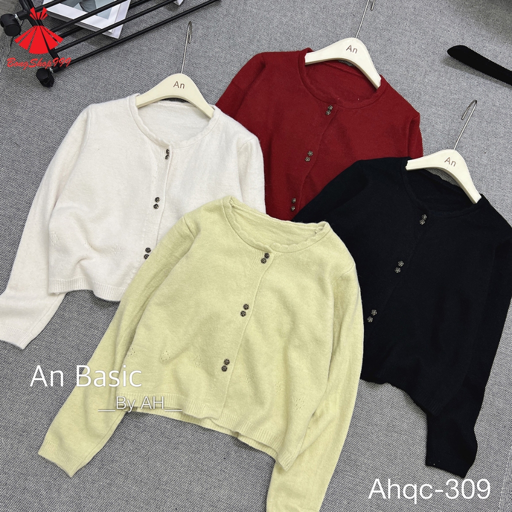 Áo Len Cardigan Dài Tay Cúc Hoa 6 Màu Chất Len Dày Mịn Hàng QC BongShop999 PG47
