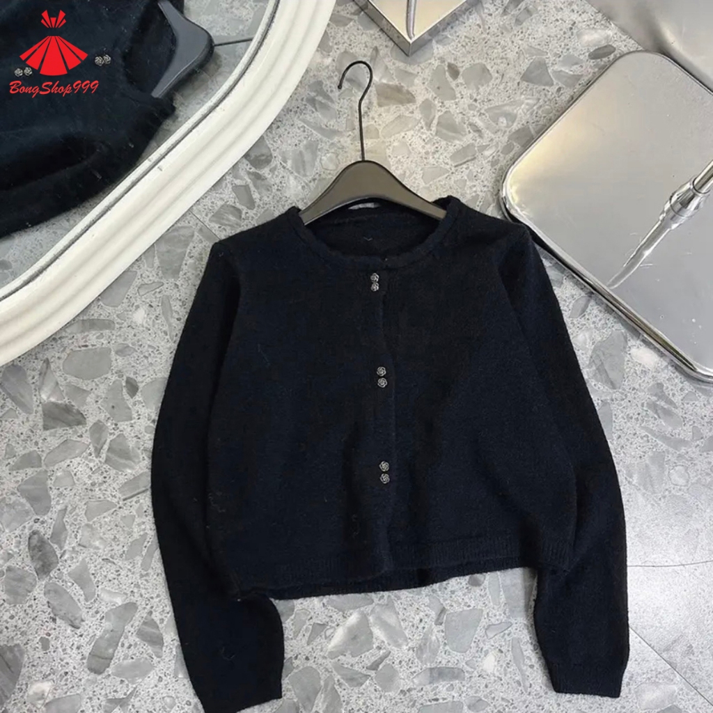 Áo Len Cardigan Dài Tay Cúc Hoa 6 Màu Chất Len Dày Mịn Hàng QC BongShop999 PG47