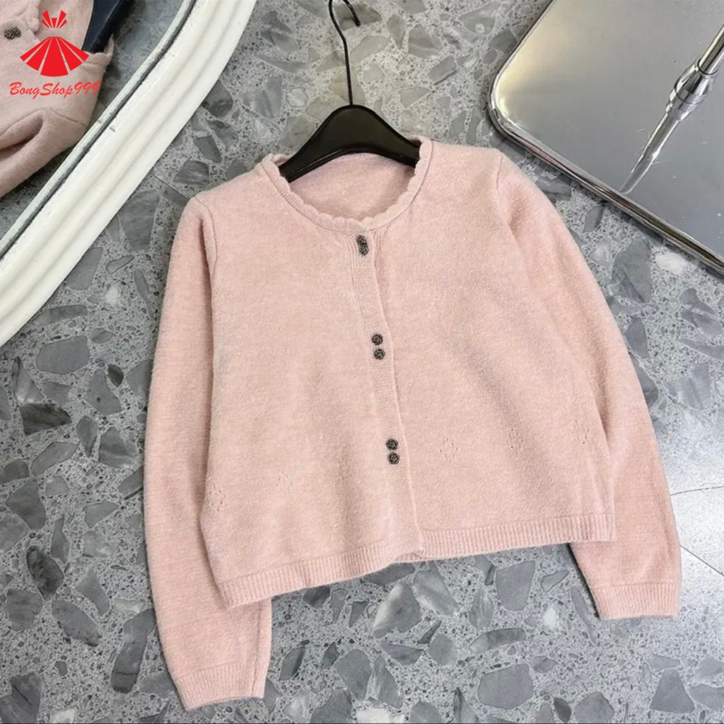 Áo Len Cardigan Dài Tay Cúc Hoa 6 Màu Chất Len Dày Mịn Hàng QC BongShop999 PG47
