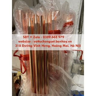 Cọc tiếp địa, kim thu sét mạ đồng phi 16 dài 1m, dài 1,5m