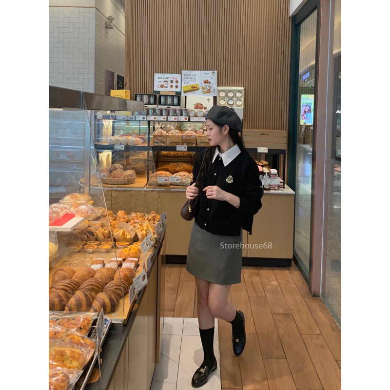 Áo len Hàn mix cổ sơ mi