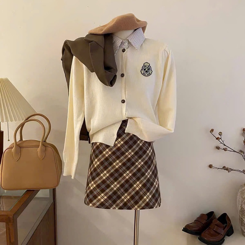 Áo len Hàn mix cổ sơ mi