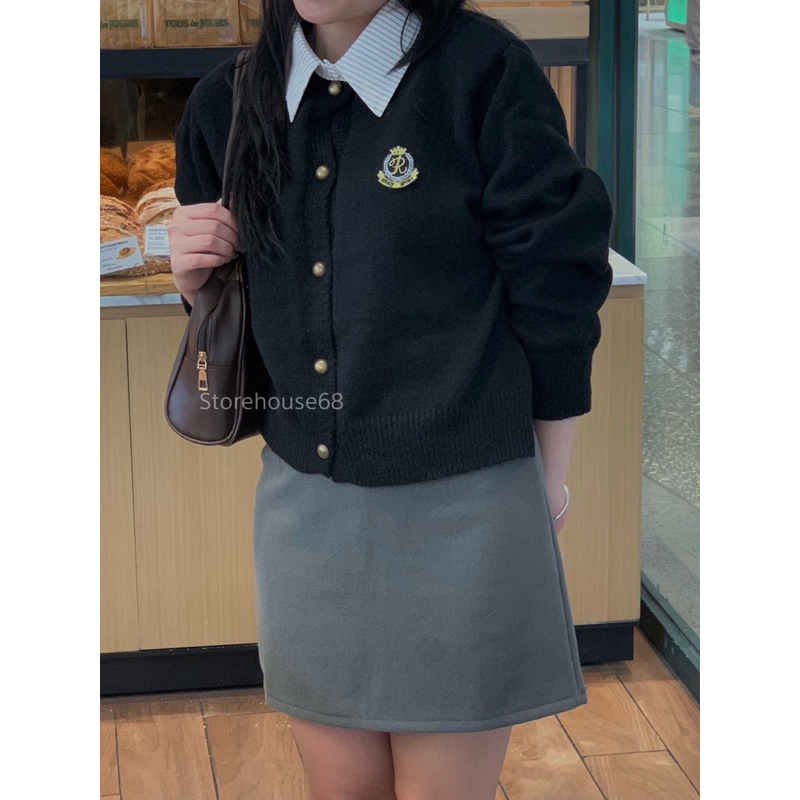 Áo len Hàn mix cổ sơ mi