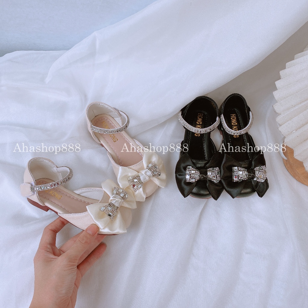 Form Nhỏ Giày Búp Bê Quai Đá Đính Nơ Mix Đá Sáng Lấp Lánh Phù Hợp Đi Chơi Đi Tiệc Cho Bé Gái K221