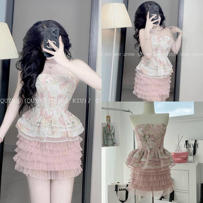 SET ÁO ỐNG HOA XOÈ + CHÂN VÁY REN TẦNG ❤️