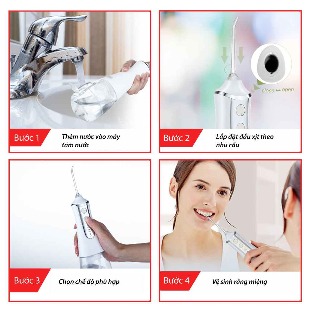 Máy tăm nước cầm tay KAW 300ml  - Cải tiến công nghệ tia nước sạch X4 Lần