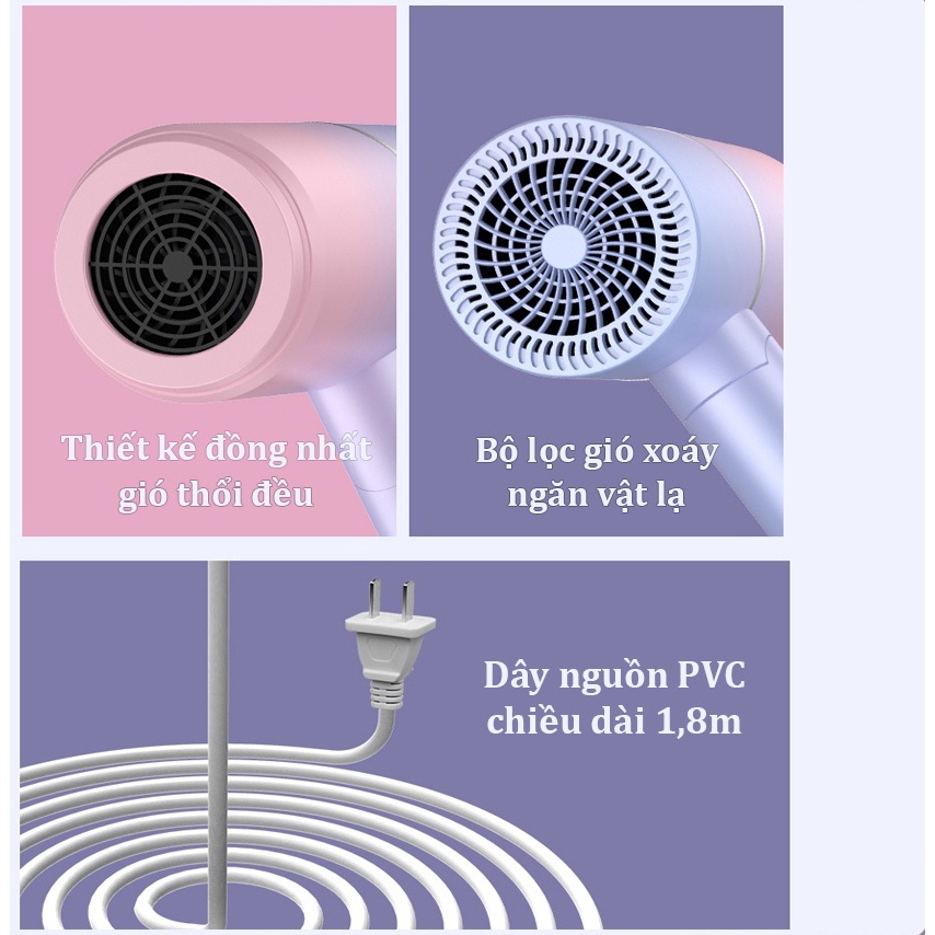 Máy Sấy Tóc KAW Gấp Gọn, Công Suất Lớn, Tạo Kiểu Tóc Chuyên Nghiệp Chuẩn Salon Tại Nhà