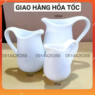 Bình rót sữa, ly rót sữa sứ trắng bình rót mật ong, siro, tiệc trà milk jar 35ml 75ml 100ml