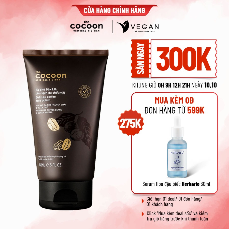 Cà phê Đắk Lắk làm sạch da chết mặt cocoon 150ml (Dak Lak coffee face polish)