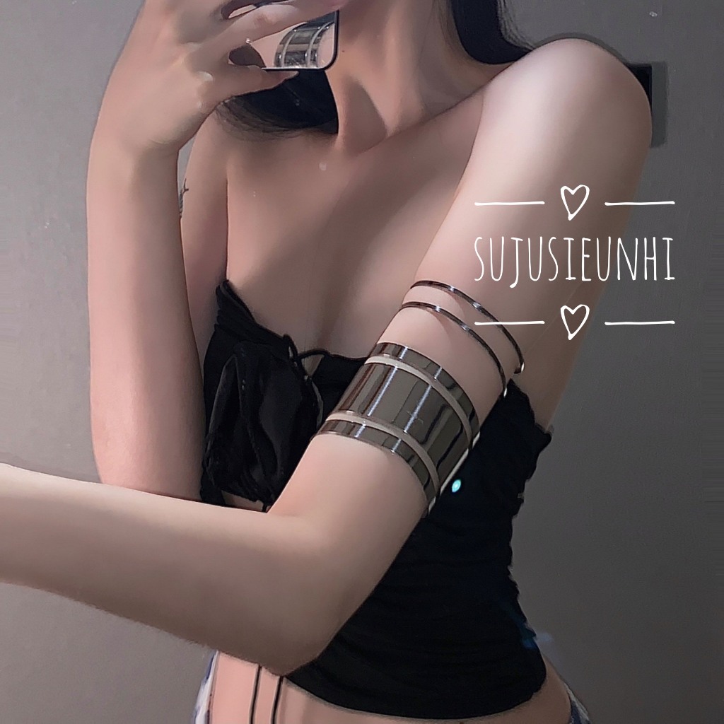 4 mẫu vòng đeo bắp tay kim loại phong cách cyberpunk đơn giản cá tính