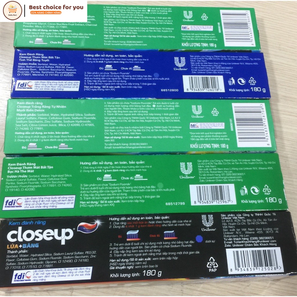 Kem Đánh Răng Closeup các loại 180g