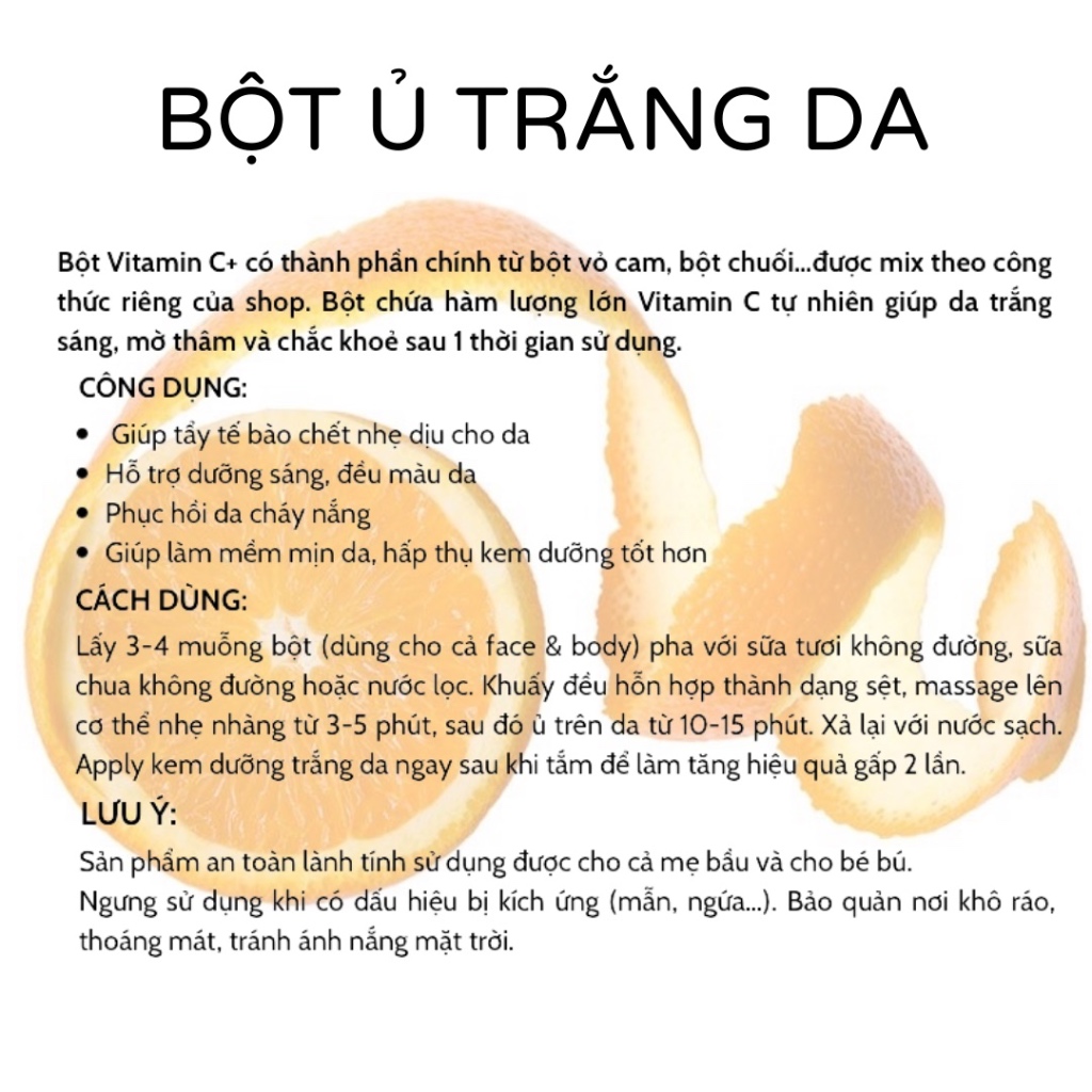 Bột Ủ Trắng Vitamin C Mostlovbeauty, giúp sáng da, mờ thâm và đều màu da