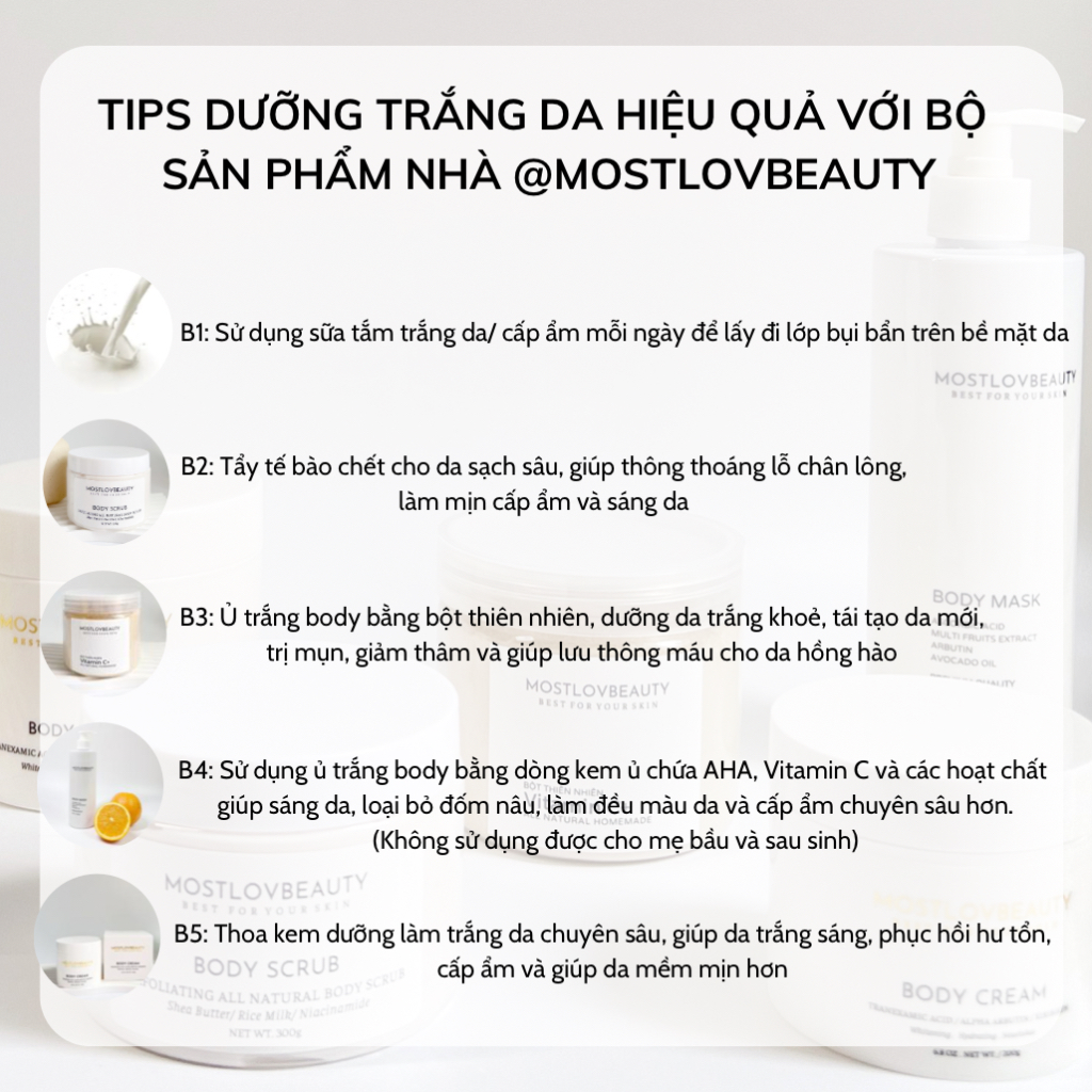 Bột Ủ Trắng Vitamin C Mostlovbeauty, giúp sáng da, mờ thâm và đều màu da
