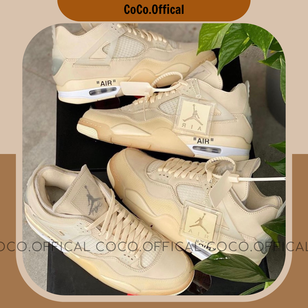 Giày JD4 Off White Vàng Kem Lai Au Nam Nữ Fullbox Cao Cấp