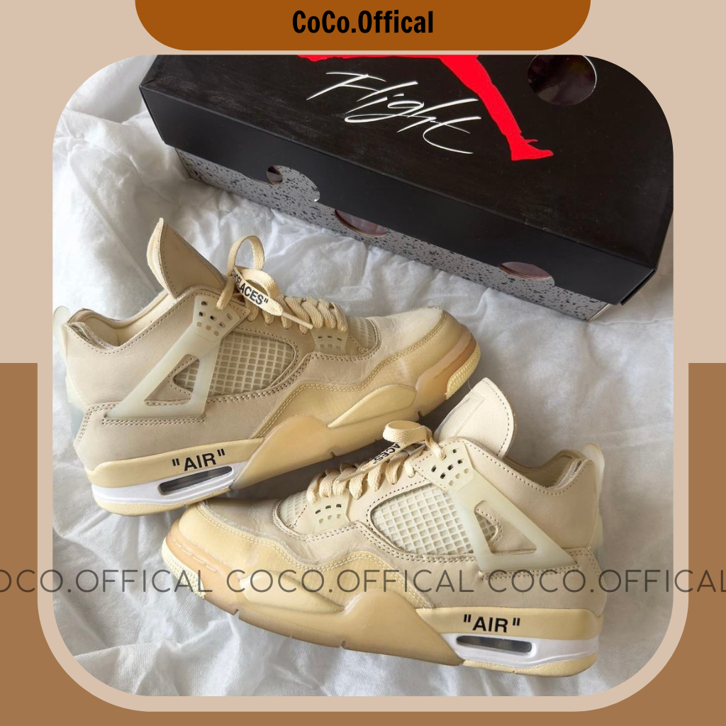 Giày JD4 Off White Vàng Kem Lai Au Nam Nữ Fullbox Cao Cấp