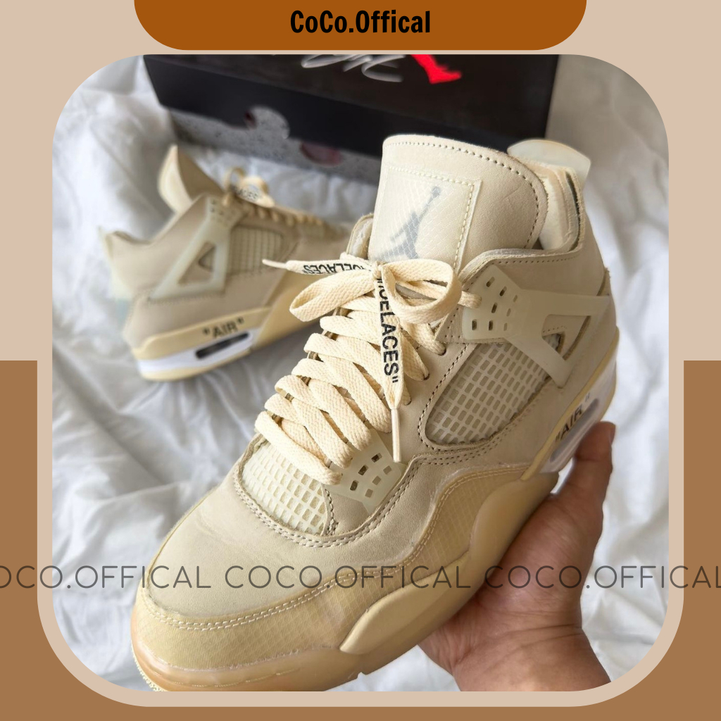 Giày JD4 Off White Vàng Kem Lai Au Nam Nữ Fullbox Cao Cấp