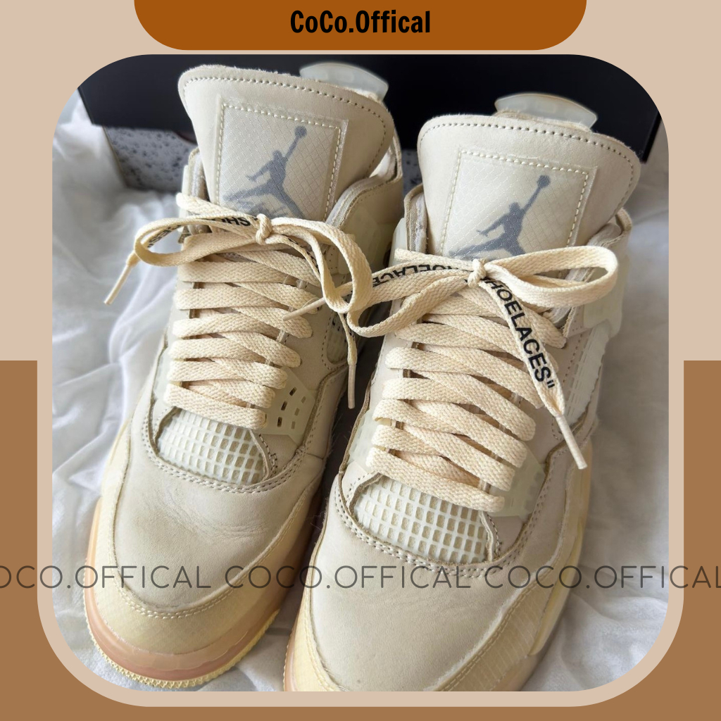 Giày JD4 Off White Vàng Kem Lai Au Nam Nữ Fullbox Cao Cấp