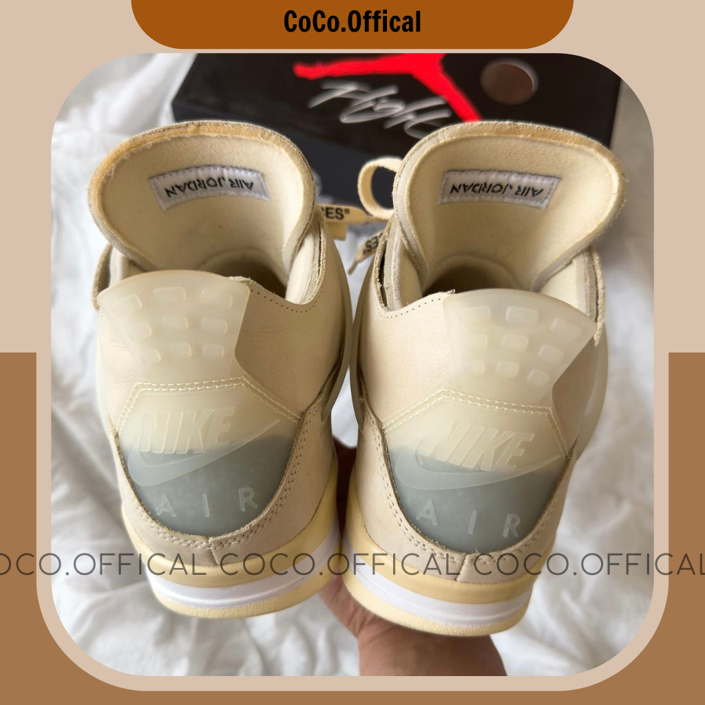 Giày JD4 Off White Vàng Kem Lai Au Nam Nữ Fullbox Cao Cấp
