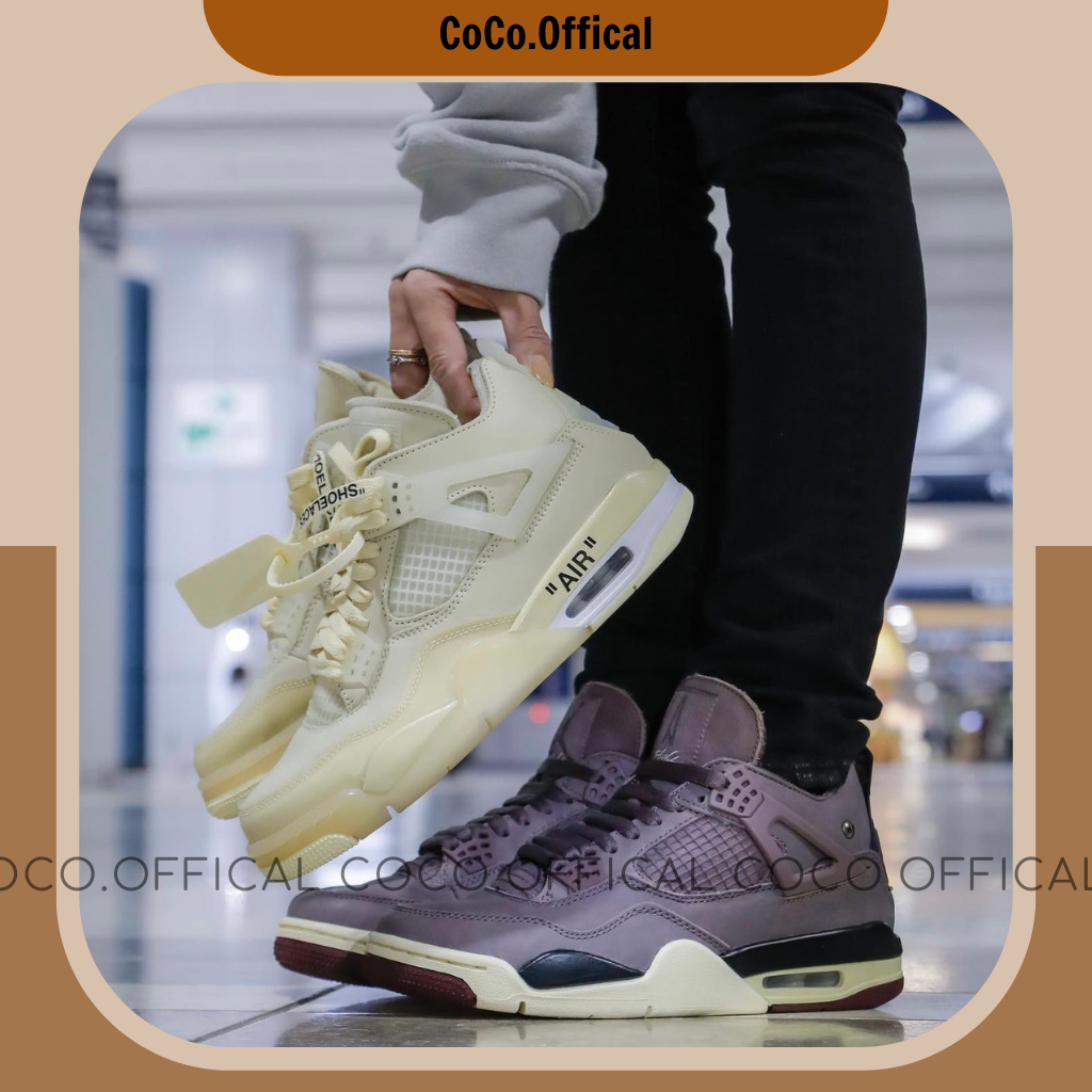 Giày JD4 Off White Vàng Kem Lai Au Nam Nữ Fullbox Cao Cấp