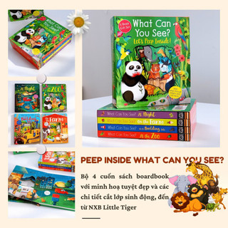 Peep Inside What Can You See? Series 4 Books Collection Box Set By Little Tiger Đồ dạng khám phá cho bé
