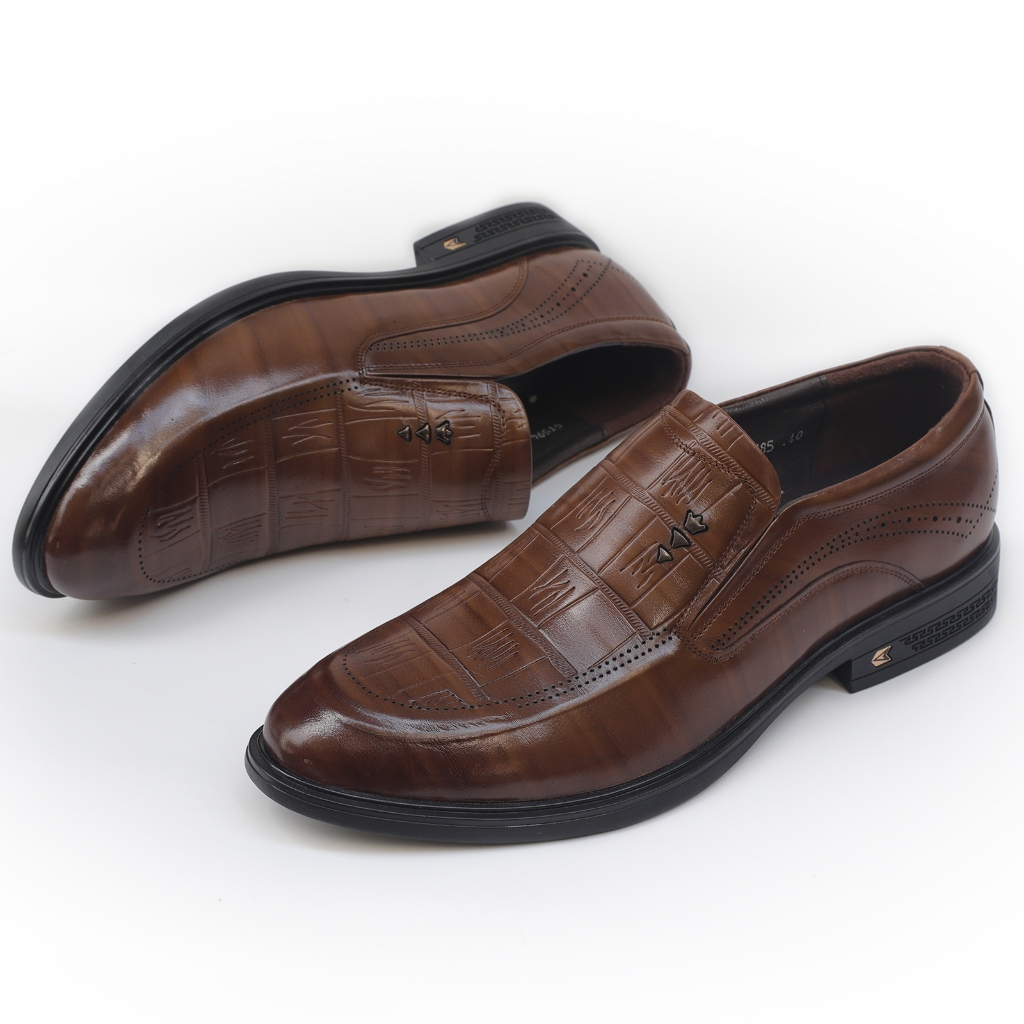 Giày lười nam da bò cao cấp, giày tây công sở da bò in vân cá sấu - NeO5091