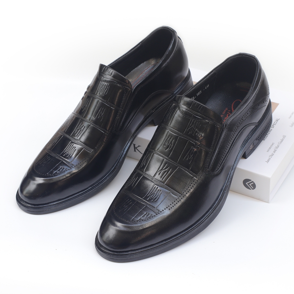 Giày lười nam da bò cao cấp, giày tây công sở da bò in vân cá sấu - NeO5091