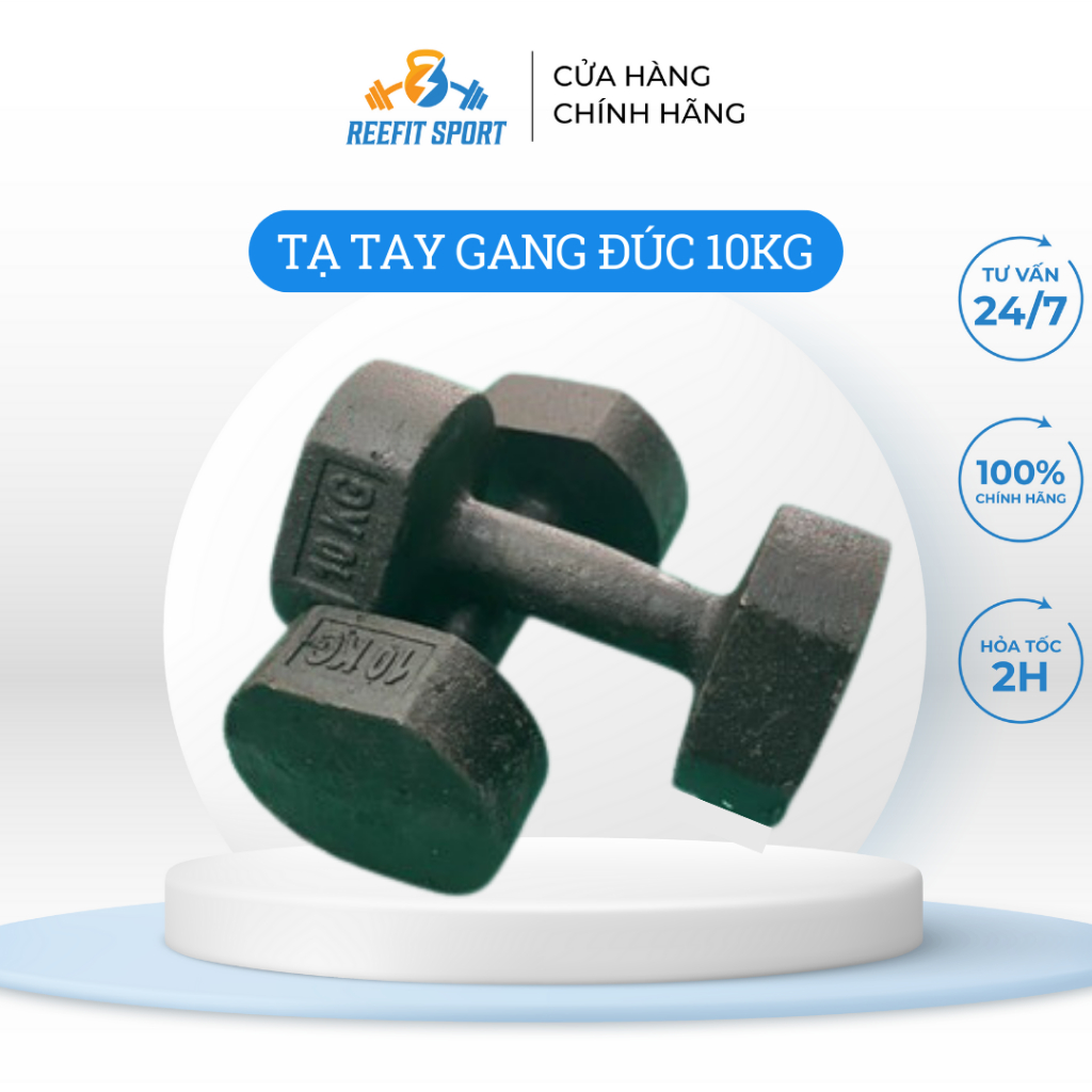 Tạ tay gang đúc nguyên khối Reefit Sport 10kg