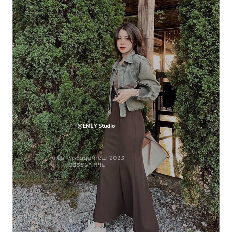 Áo khoác jean túi da hàng QCL1