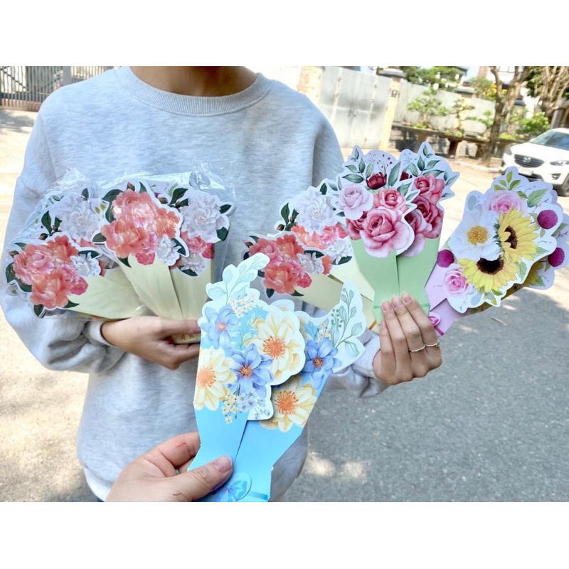 Thiệp bó hoa viết lời chúc