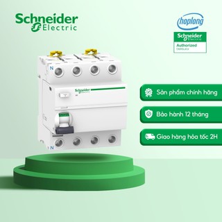 Aptomat chống dòng rò 2 terminal ild loại ac a9r14491 schneider - acti9 ild, 4p, 100a, 300ma, 8 poles