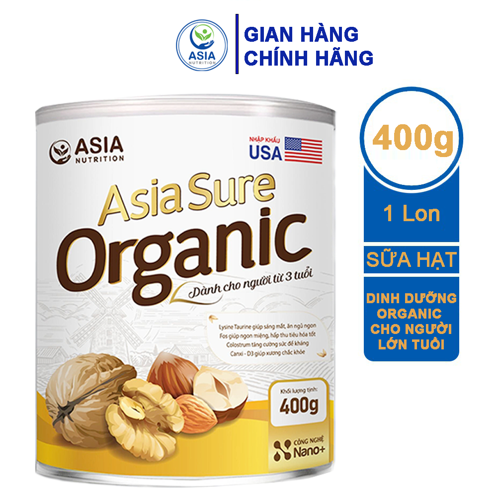 Sữa Hạt Dinh Dưỡng Asia Sure Organic 400g Thương Hiệu Asia Nutrition, Nhập Khẩu Từ Hoa Kỳ Chính Hãng