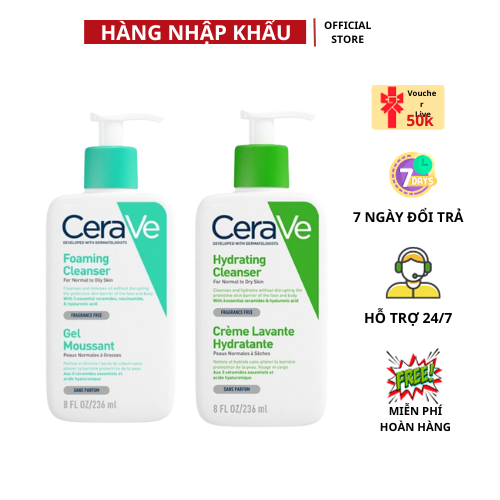 [Hàng Loại 1] Sữa Rửa Mặt CeraVe SA Smoothing, Hydrating, Foaming Cleanser - Cho Da Dầu Mụn, Khô, Nhạy Cảm