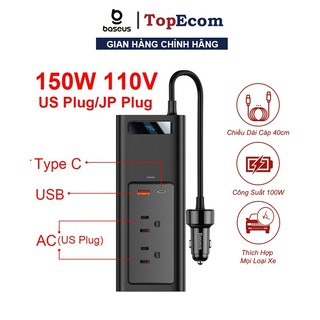 Tẩu Sạc Nhanh Đa Năng Trên Ô Tô Baseus Car Inverter 12V, DC 110V, 150W Phù Hợp Với Mọi Loại Xe Ô Tô Thương