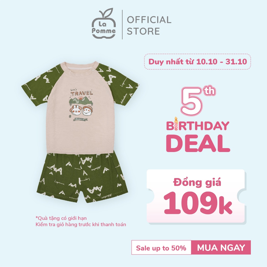 (DUY NHẤT T10 - ĐỒNG GIÁ CHỈ 109K) Bộ cộc tay La Pomme chuyến dã ngoại mùa hè