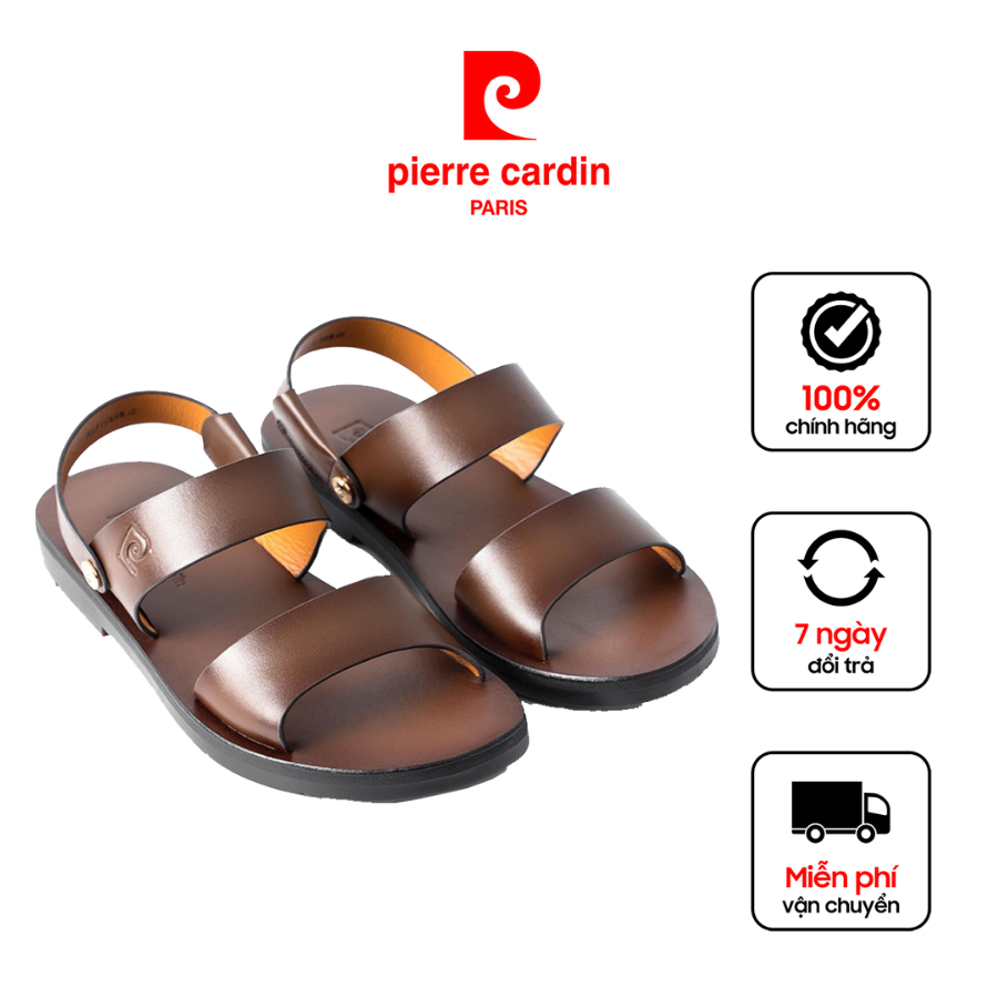 Sandal nam da thật nhập khẩu cao cấp quai đôi bản rộng Pierre Cardin - PCMFWLG 137