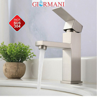 Vòi lavabo chậu rửa mặt vuông inox 304, hiệu GIORMANI SNL41 tặng đôi dây cấp nước inox