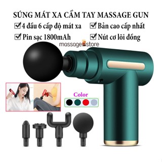 Máy massage cầm tay KH720 - Máy mát xa cầm tay Massage Gun 4 đầu và 6 chế độ matxa, Máy đấm lưng, súng massage cầm tay