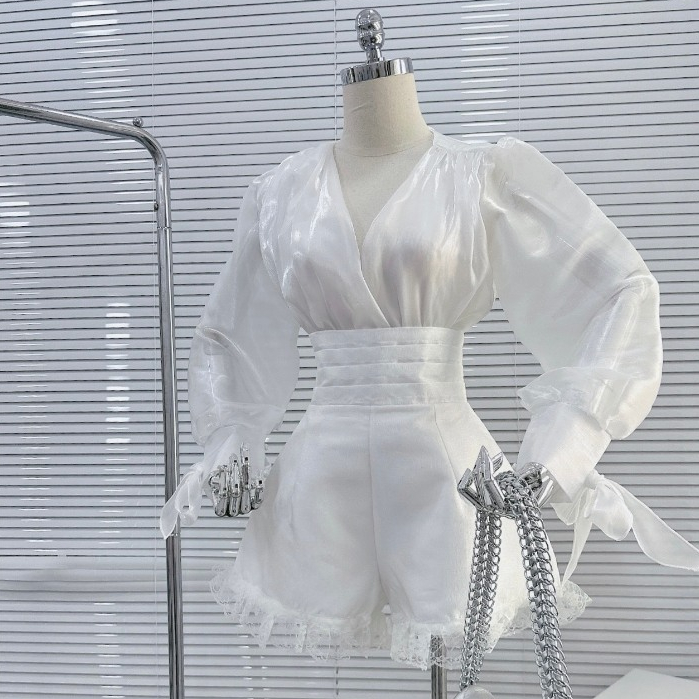 Set bộ nữ, áo voan tơ kèm quần short chất voan sang chảnh Trendy Clothing