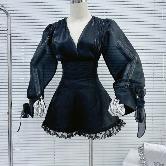 Set bộ nữ, áo voan tơ kèm quần short chất voan sang chảnh Trendy Clothing