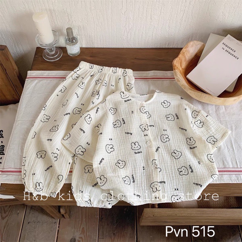 Bộ xô Muslin tay lỡ họa tiết đáng yêu cho bé, Bộ xô Muslin cho bé trai bé gái