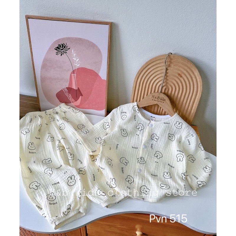 Bộ xô Muslin tay lỡ họa tiết đáng yêu cho bé, Bộ xô Muslin cho bé trai bé gái