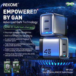 Củ sạc nhanh 2 cổng 40W Wekome chính hãng Công nghệ Gan chống quá tải nhiệt dành cho thiết bị lP Android máy tính bảng