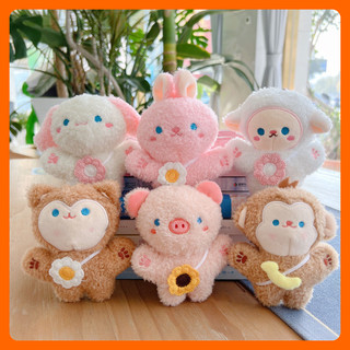 Gấu bông mini treo móc khóa xe, làm quà tặng xinh dễ thương giá rẻ hình heo thỏ khỉ cute