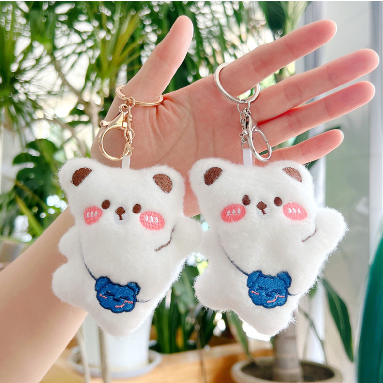 Gấu bông mini treo móc khóa xe, làm quà tặng xinh dễ thương giá rẻ hình heo thỏ khỉ cute